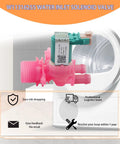 Washer Water Inlet Valve Replacement 120V 60Hz Solenoid For Whirlpool Amana Maytag Front Load Washers No Brainer Install Durable Part You Can Trust Direct Replacement Valve With Easy Fit For Quick DIY Fixes And Long Lasting Performance, pink valve
