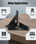 Built Tough Heavy Duty Gusset Joint Set Four Pieces for Invisible Corner Reinforcement and Shelf Support Metal Bracket on table