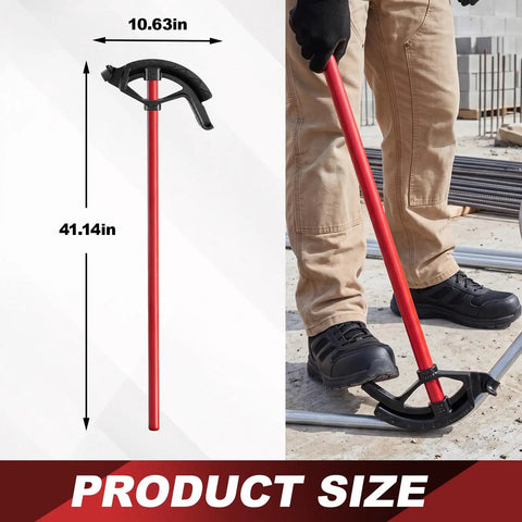 Heavy Duty 3/4 Inch Conduit Bender For Emt Imc And Rigid Pipe shown in use, highlighting dimensions and ergonomic handle design.