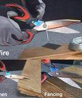 Heavy Duty Titanium Coated Utility Scissors 9.5 Inch With Forged Stainless Steel Blades cutting wire, linen and fencing