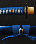 4.4 Yard Synthetic Silk Ito Tsukamaki Sageo Cord For Katana Handle Wrapping Or Scabbard Blue 400cm Long in use on katana