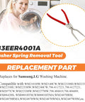Washer tub spring expansion tool by Beaquicy, close-up view, solid metal with red handles, spreads to 4.3 inches.