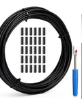 4mm By 50ft Lined Bicycle Shift Cable Housing For Derailleur And Shifter, Built To Last Rubber Outer Tube With High Tensile Steel Wire, Anti Kink Flex, Mountain And Road Bike DIY Replacement Cable Housing, Black with end caps and tool, black
