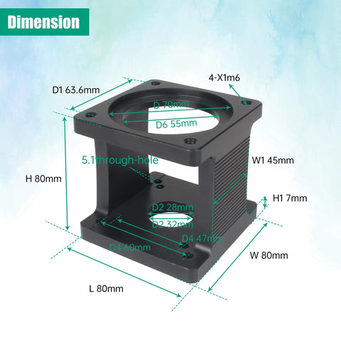 Dimensions of Horizontal Servo Motor Mount Bracket For 80 Servo Type Motors Aluminum Alloy 6063 Base Durable Motor Holder