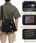 Back view of person carrying black Padded Scuba Regulator Bag With 7mm Foam Padding, featuring large zipper pocket and tactical patches.