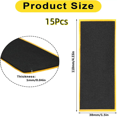 15Pcs Fingerboard Foam Grip Tape Set With Self Adhesive Anti Slip Black 4.33x1.5Inch Mini Skateboard Grips product dimensions