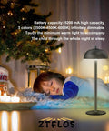 Child sleeping by Christmas tree with Cordless Table Lamp With 5200mAh Battery, LED Portable Touch Desk Light, Three Stage Stepless Dimming
