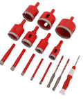Mingzhe Brazed Hole Saw Kit For Ceramic And Glass. 12 red diamond drill bits and accessories for tile, porcelain, and stone.