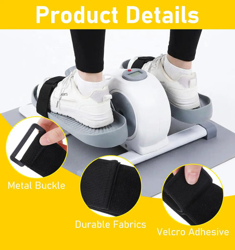 Person using elliptical machine with 2 Pack Bike Pedal Straps for Under Desk Workouts, Adjustable Leg Exerciser Traction Straps, black