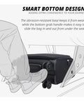 Underseat Carry On Luggage With Wheels 14 Inch Softside Spinner Travel Bag in black under airplane seat with 8-wheel system