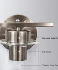 Close-up of Three Light Brushed Nickel Luxe Bathroom Vanity Wall Sconce showing nickel finish and clear glass shade