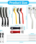 Product sizes of 16 Piece Crevice Cleaning Brush Set For Tight Spots And Deep Grime Clean Up, Hard Bristle Scrub Brushes displayed