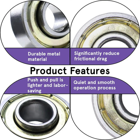 Image of Universal 8mm Wheelchair Caster Bearings Replacement Set for Rollators and Transport Chairs features and close-up view