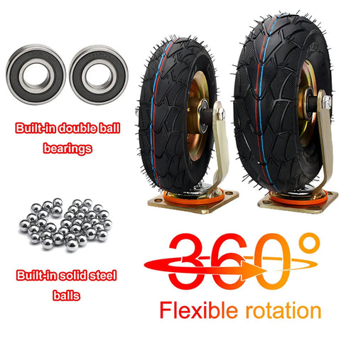Heavy Duty Pneumatic Rubber Caster Wheels With Brakes Heavy Hitters featuring double ball bearings and solid steel balls, enable 360° rotation.