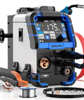 Front view of 175 Amp Dual Voltage MIG Welder 110V 220V 5 In 1 Gas MIG Aluminum MIG Flux Core MIG Lift TIG And Stick Welding