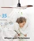 52 Inch Ceiling Fan With Lights Remote Control Wood Finish Quiet Reversible DC Motor Sleep Timer 6 Speeds Energy Efficient