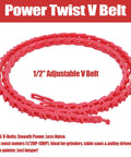 Adjustable Half Inch By Five Foot PU Linked V Belt A Type for lathes, table saws, and farm equipment, shown coiled