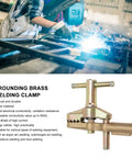 Top Notch Welding Ground Clamp With Robust Brass And Iron Build For Serious Pros Reaching Strong 800 Amp Capacity shown in welding use.