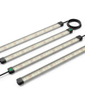 Lumaray Four Bar LED Grow Light Bars 16 Inch Full Spectrum Side Lighting with red enhancement, gray bars, black ends, cords visible