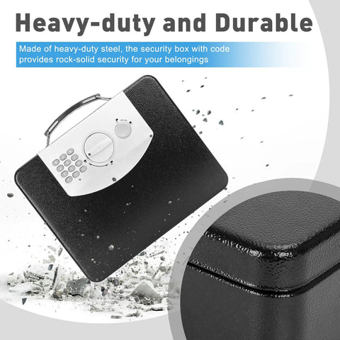 Heavy Duty Steel Safe Box With Digital Keypad Lock For Personal Items And Travel Security, Portable Metal Box
