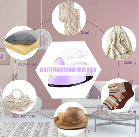 Portable Mini Heat Press Machine With Charging Base For DIY T Shirts Bags And Hats Light Purple Compact Small Iron Craft Tool For Vinyl Projects on a table with accessories.