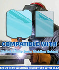 Clear Front And Inside Cover Lenses 20 Pack For Digital Infinity Series Welding Helmet Replacement Set Pro Grade Durable Polycarbonate Safety Lenses For Superior Clarity And Impact Resistance, shown with welder in action