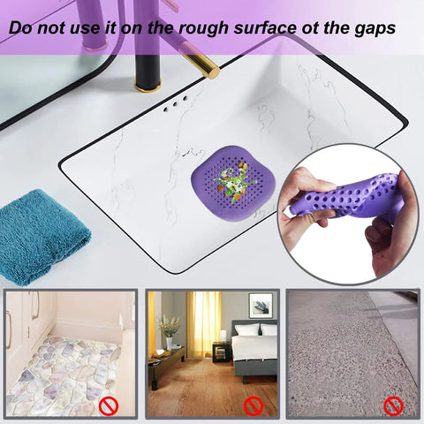 Hair Drain Catcher Square Drain Cover Made From Silicone With Strong Suction Cup For Shower Bathroom Tub And Kitchen