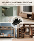Built Like A Tank Cold Rolled Steel Furniture Corner Braces For No Sweat Setup And Rock Solid Stability On Beds Tables Shelves And Cabinets Black Heavy Duty Connector shown in use for cabinetry and furniture assembly.