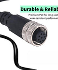 8-Pin Female Connector Wire With 24AWG PVC Cable, gold-plated contacts, IP67 waterproof sensor cable close-up, 1m
