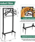 Freestanding Metal Garden Hose Holder With Four Spikes And Detachable Water Hose Hanger Organizer For Outdoor Use