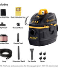 Heavy Duty 5 Gallon Wet And Dry Shop Vac With Beast Series Motor Bringing No Nonsense Suction For Pro Crews And Shop Cleanup Including accessories.