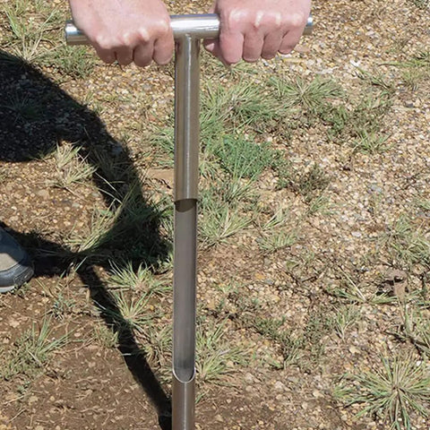 Stainless Steel Tubular Soil Probe For Lawn And Garden Sampling Lightweight Grab And Go Compact Design T Style Handle Ergonomic Grip