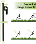 Diagram of 8 Pack Heavy Duty Tent Stakes Forged Steel Camping Stakes For Ground Outdoor Canopies And Tents showing insertion angle.