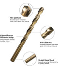 GMTOOLS 1/8 in cobalt drill bit (M35 HSS) with 135° split point, angled view