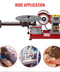 No Fluff 370W Electric Angle Grinder For Sharpening Circular Saw Blades And Hard Alloy Bits 220V 2850 RPM showing blade sharpening setup.