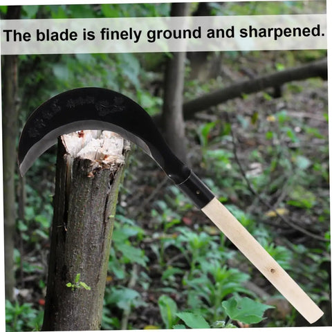 Long Handle Manganese Steel Hand Scythe for Weeding and Gardening with a Comfy Grip Balanced for One Hand Use slicing wood