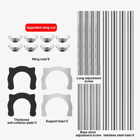 Components of Undermount Kitchen Sink Bracket With Space Saving Upright Support Non Slip Shock Absorbing Pads Stainless Steel Adjustable Bracket