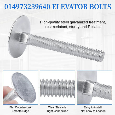 Elevator bolts, 1/4-20 x 2, zinc-plated steel with flat countersunk head; set of 20