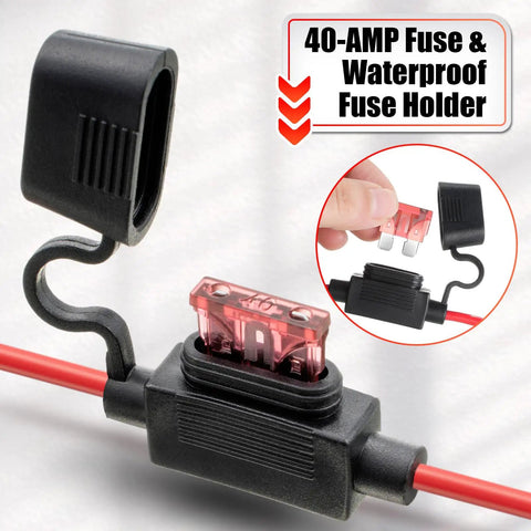 40-AMP fuse holder for 12 AWG Wire Harness Connector Replacement For Peg Perego 12V Ride On Vehicles With Fuse Works With 12V