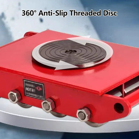 Heavy Duty Equipment Skates And Industrial Furniture Dollies Built Tough For Rough Jobs Featuring Smooth Gliding Wheels showing 360° anti-slip threaded disc.
