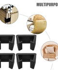 4Pc Black Plastic Furniture Fastener Clips for Chairs and Sofas, multipurpose connectors with images of rattan use and close-up clip view