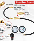 8MILELAKE cylinder leak-down tester kit with dual gauges, brass fittings and black hose.