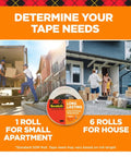 Two movers loading a moving truck with boxes and packing tape, emphasizing need for Clear Packing Tape That Sticks Through Extreme Temperatures, Built To Last, UV Resistant, Tough Adhesive For Boxes And Storage, 1.88 Inch Wide By 54.6 Yard Roll, 2 Refill Rolls Included.