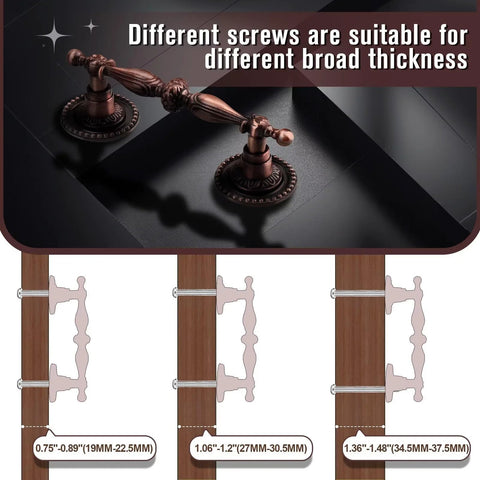 Antique Copper Cabinet Pulls With 2.5 Inch Hole Centers And 3.5 Inch Overall Length Solid Zinc Alloy Retro Drawer Pulls screw size diagram