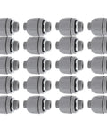 Tough As Nails 20 Pack Half Inch Npt Liquid Tight Conduit Connectors gray rugged nylon fittings displayed in rows.