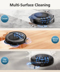 Omni C20 accessory kit for eufy Omni C20 robot vacuum, front view on carpet
Omni C20 accessory kit for eufy Omni C20 robot vacuum, side view on wood floor
Omni C20 accessory kit for eufy Omni C20 robot vacuum, top view on tile floor