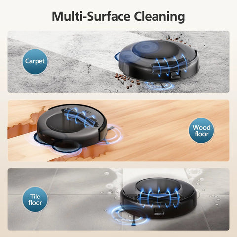 Omni C20 accessory kit for eufy Omni C20 robot vacuum, front view on carpet
Omni C20 accessory kit for eufy Omni C20 robot vacuum, side view on wood floor
Omni C20 accessory kit for eufy Omni C20 robot vacuum, top view on tile floor