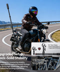 Invisible Quick Release Selfie Stick Motorcycle Mount Kit With 40 Inch Adjustable Extension Pole And Dual Head Clamp