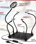 Pro Grade Soldering Station With 3X Magnifying Lamp And LED Light USB Powered Third Hand Tool With clamps and PCB holder