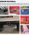 419 Piece All In One Heavy Duty Hitch Pin Kit Zinc Plated for Trailers Trucks and Farm Equipment in use on various vehicles